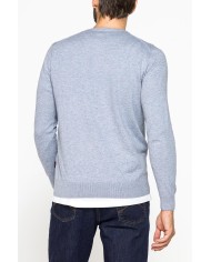 MAGLIA SCOLLO A V IN COTONE ORGANICO E LANA MERINO