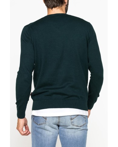 MAGLIA SCOLLO A V IN COTONE ORGANICO E LANA MERINO