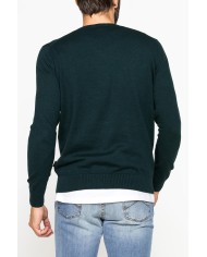 MAGLIA SCOLLO A V IN COTONE ORGANICO E LANA MERINO