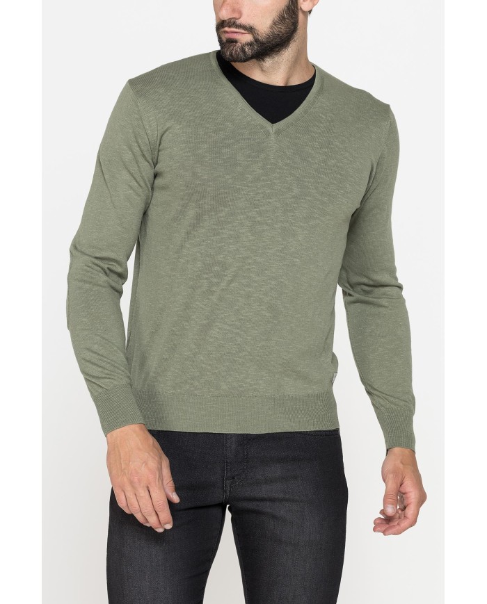 MAGLIA SCOLLO A "V" IN COTONE