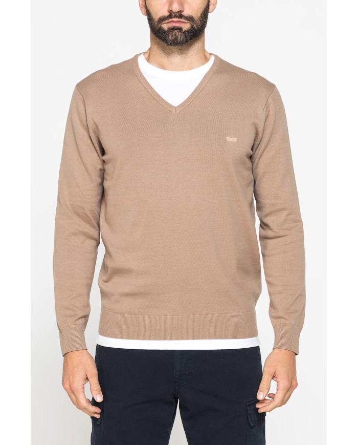 MAGLIA SCOLLO A V IN COTONE  ORGANICO