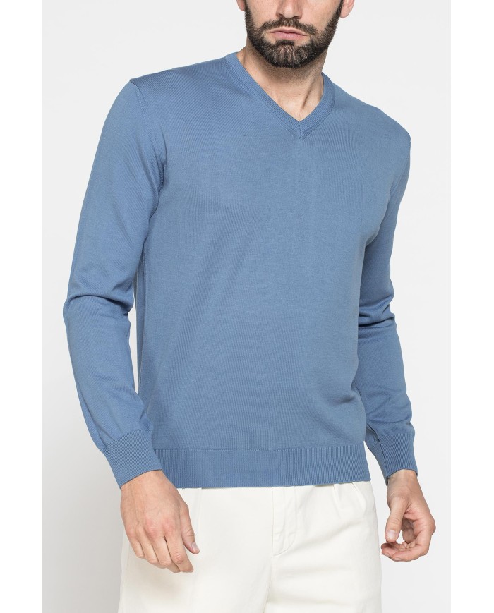 MAGLIA SCOLLO A V IN COTONE  ORGANICO