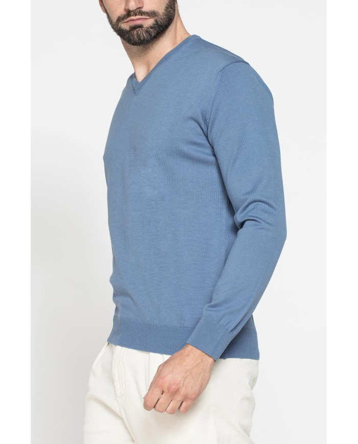 MAGLIA SCOLLO A V IN COTONE  ORGANICO
