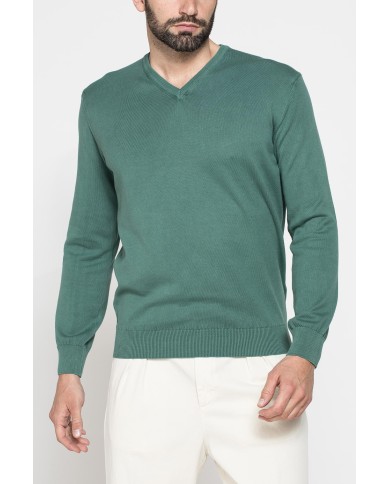 MAGLIA SCOLLO A V IN COTONE  ORGANICO