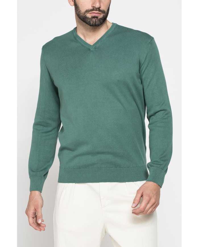 MAGLIA SCOLLO A V IN COTONE  ORGANICO