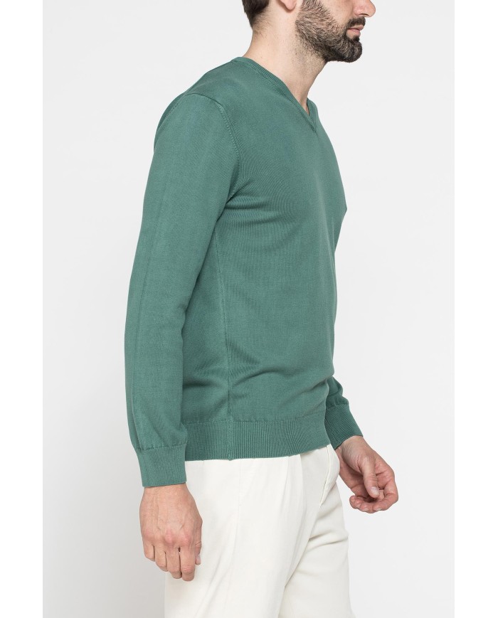 MAGLIA SCOLLO A V IN COTONE  ORGANICO