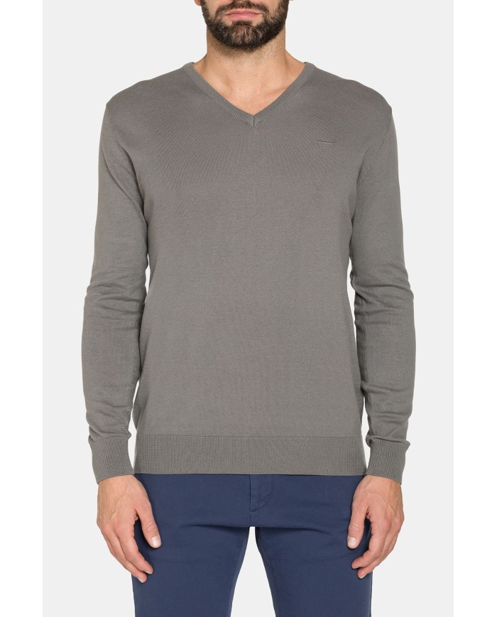MAGLIA SCOLLO A V IN COTONE  ORGANICO