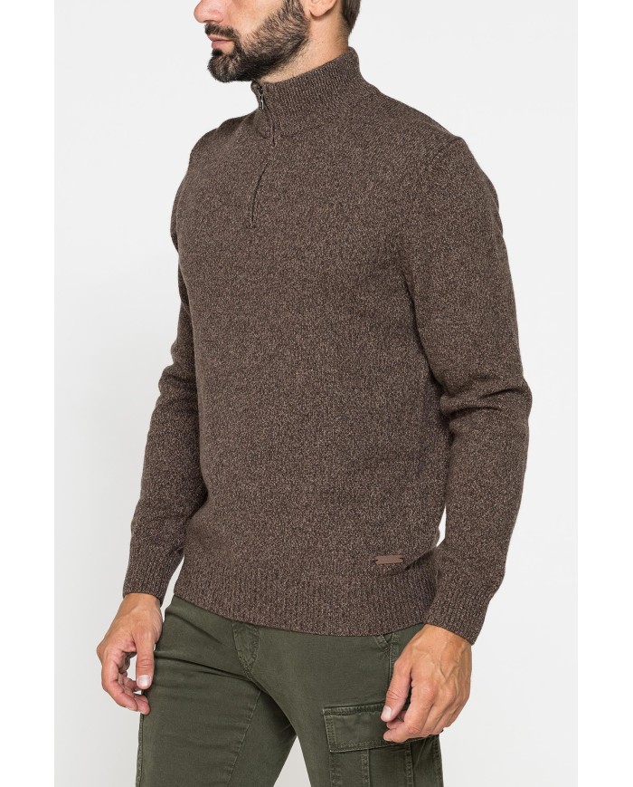 MAGLIA A MEZZA ZIP REALIZZATA IN LAMBSWOOL