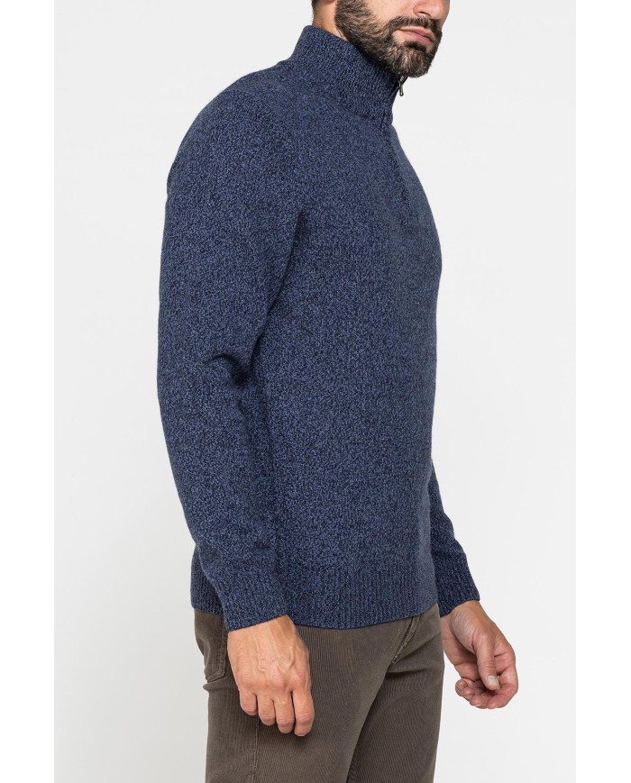 MAGLIA A MEZZA ZIP REALIZZATA IN LAMBSWOOL