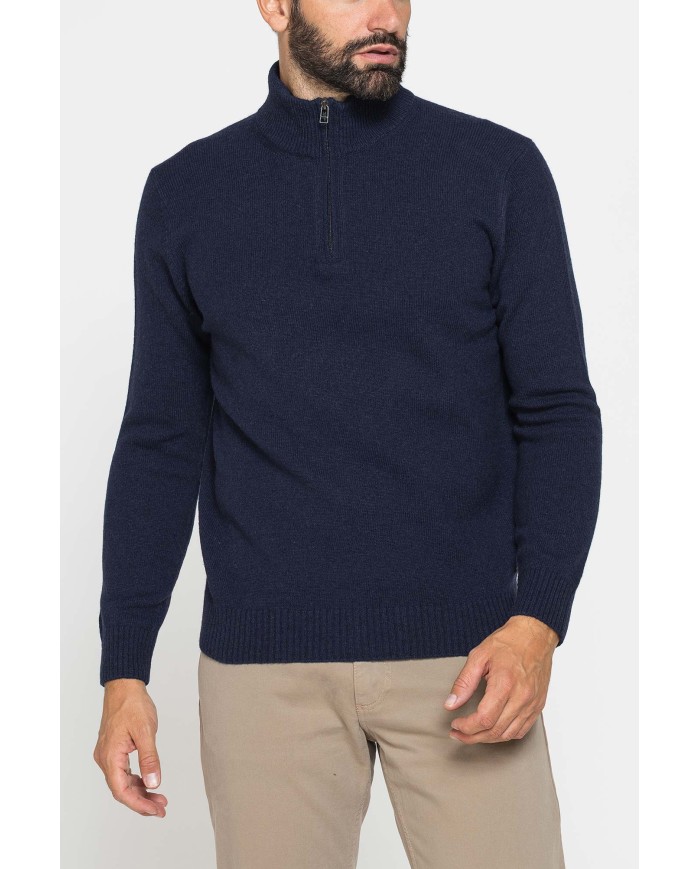 MAGLIA A MEZZA ZIP REALIZZATA IN LAMBSWOOL