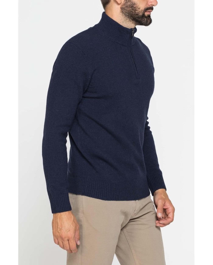 MAGLIA A MEZZA ZIP REALIZZATA IN LAMBSWOOL