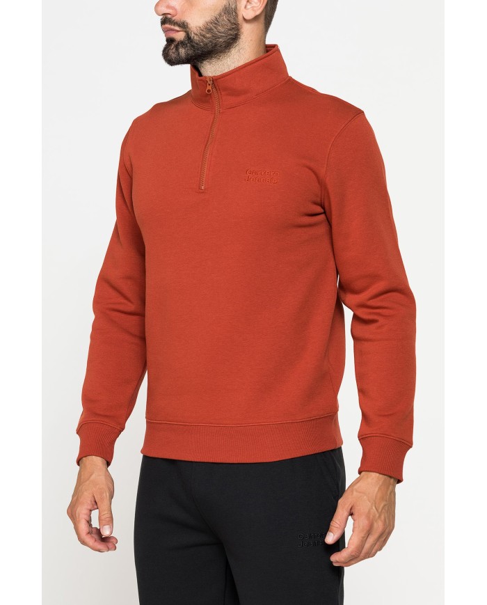 FELPA COLLO ALTO A MEZZA ZIP E INTERNO FELPATO