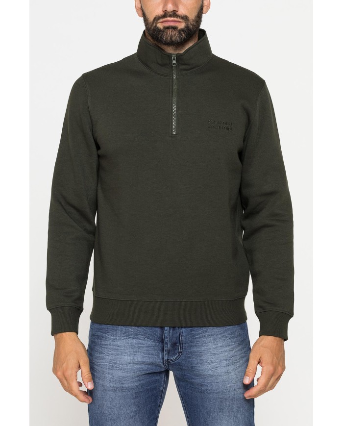 FELPA COLLO ALTO A MEZZA ZIP E INTERNO FELPATO