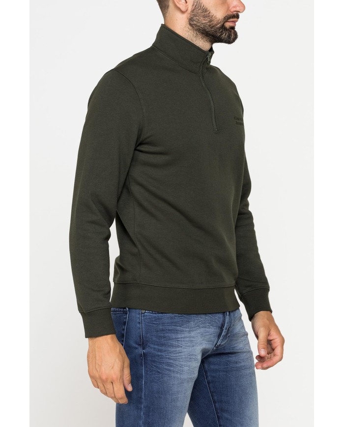 FELPA COLLO ALTO A MEZZA ZIP E INTERNO FELPATO