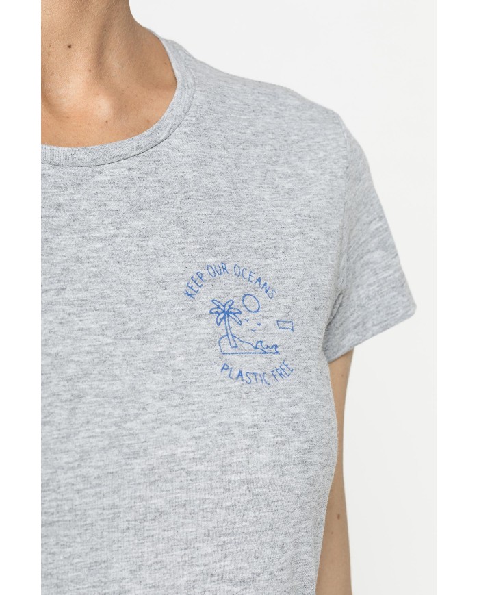 T-SHIRT GIROCOLLO IN TESSUTO RICICLATO