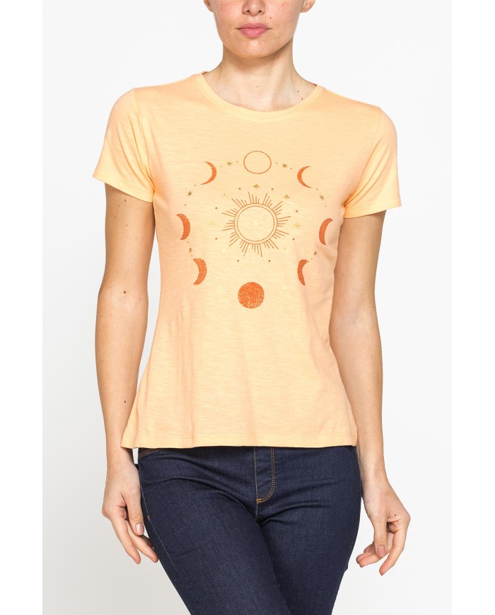 T-SHIRT CON STAMPA IN JERSEY SLUB DI PURO COTONE