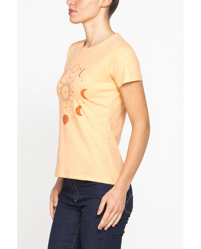T-SHIRT CON STAMPA IN JERSEY SLUB DI PURO COTONE