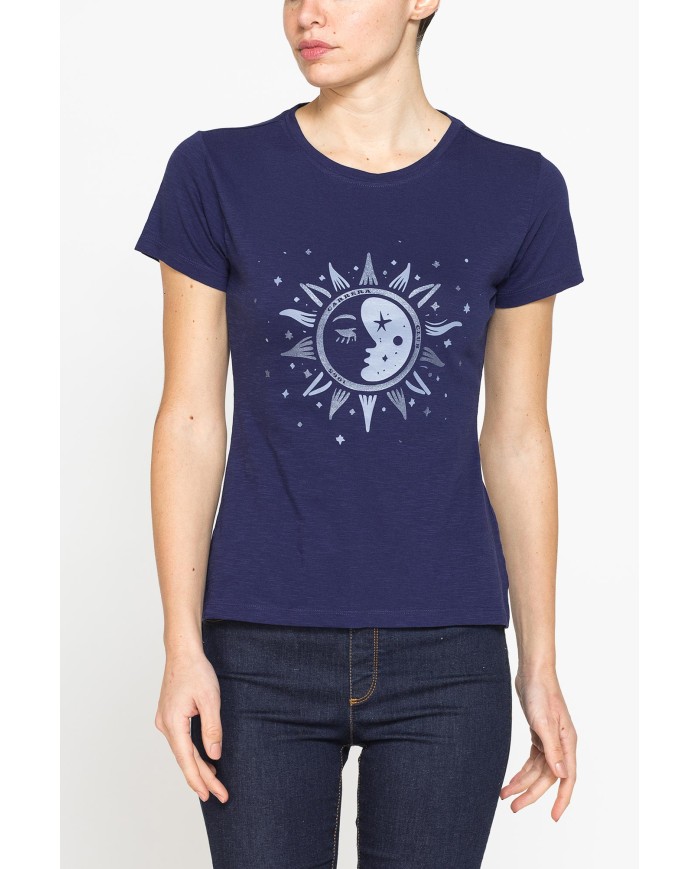 T-SHIRT CON STAMPA IN JERSEY SLUB DI PURO COTONE