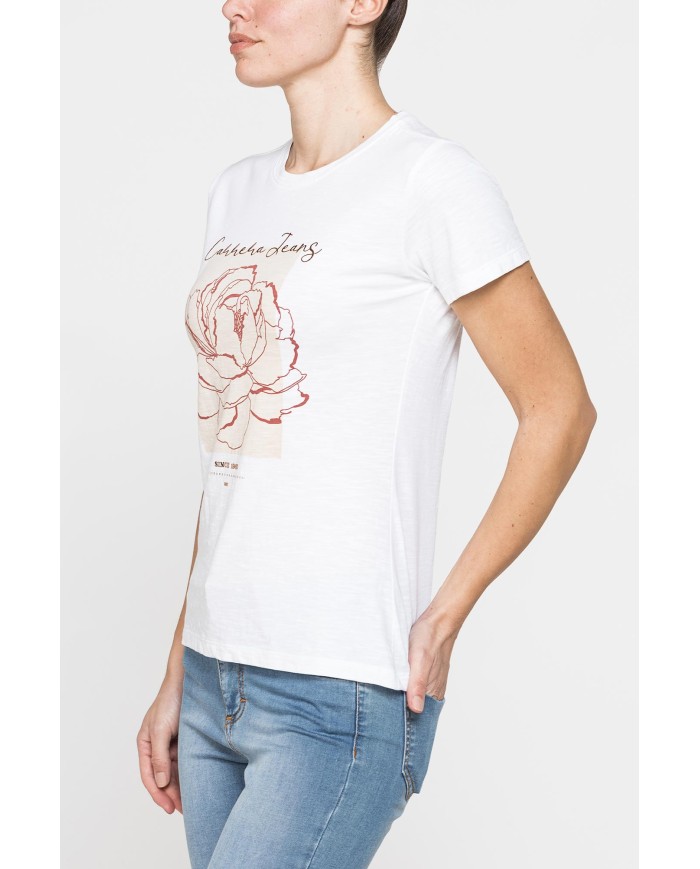 T-SHIRT CON STAMPA IN JERSEY SLUB DI PURO COTONE