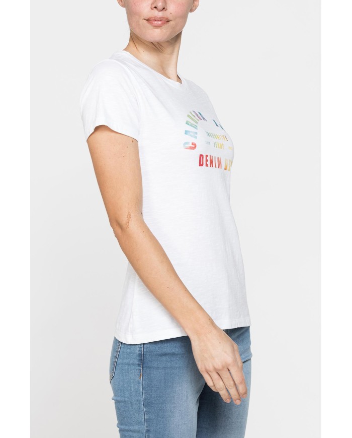 T-SHIRT CON STAMPA IN JERSEY SLUB DI PURO COTONE