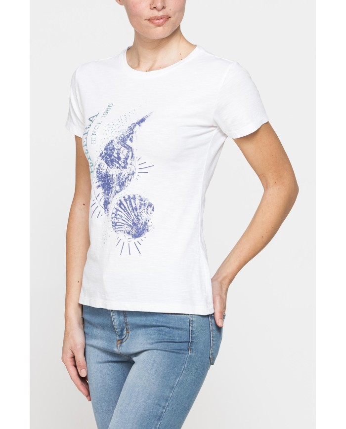 T-SHIRT CON STAMPA IN JERSEY SLUB DI PURO COTONE