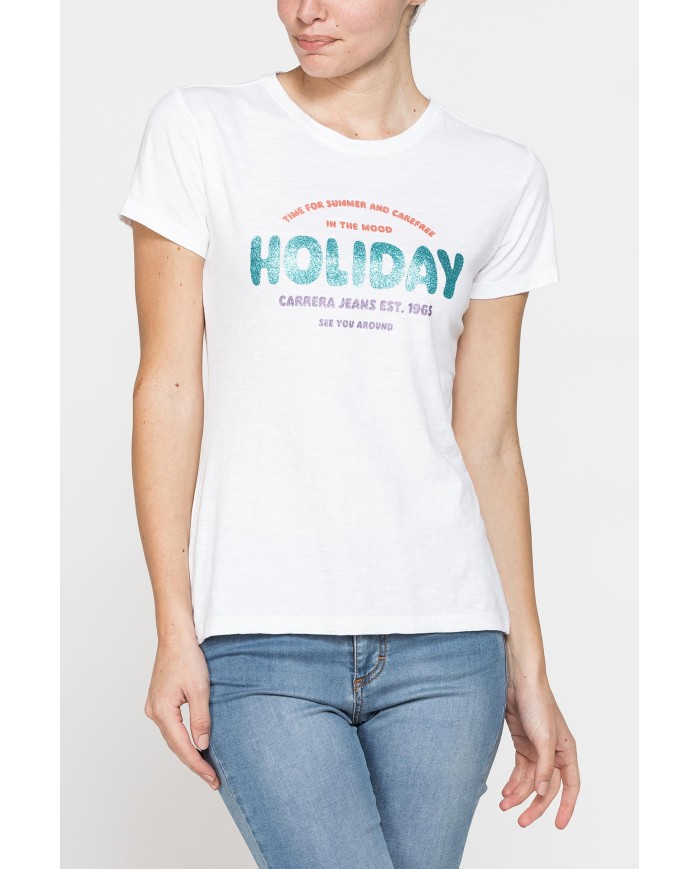 T-SHIRT CON STAMPA IN JERSEY SLUB DI PURO COTONE