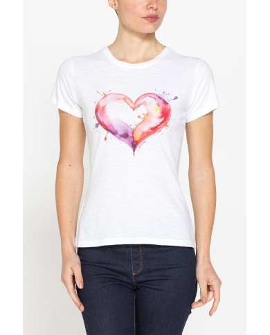 T-SHIRT CON STAMPA IN JERSEY SLUB DI PURO COTONE T-SHIRT CON STAMPA IN JERSEY SLUB DI PURO COTONE