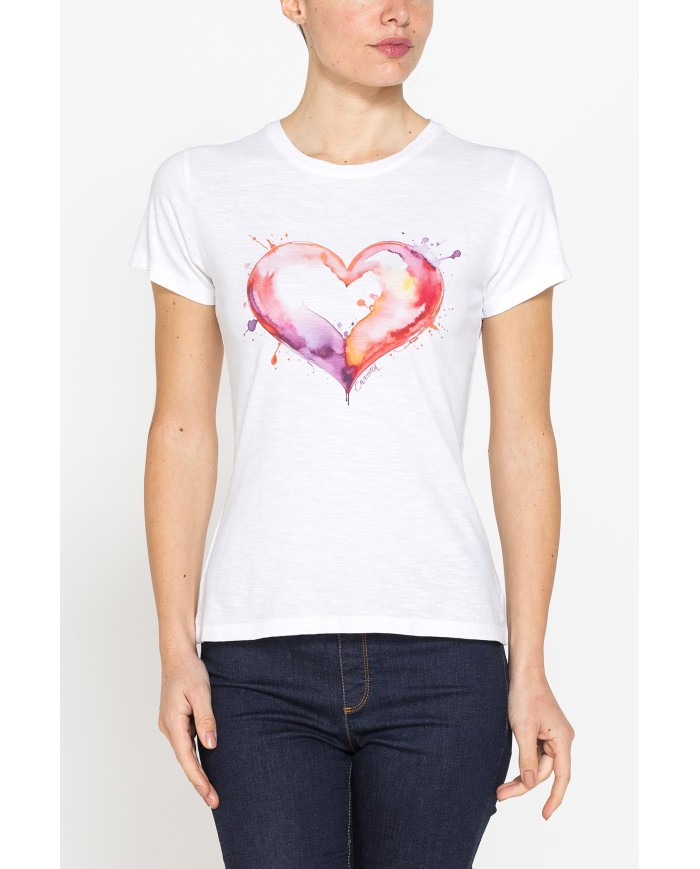T-SHIRT CON STAMPA IN JERSEY SLUB DI PURO COTONE