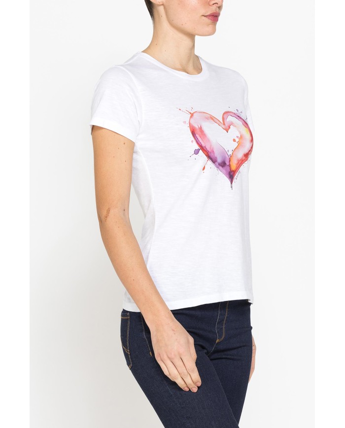 T-SHIRT CON STAMPA IN JERSEY SLUB DI PURO COTONE