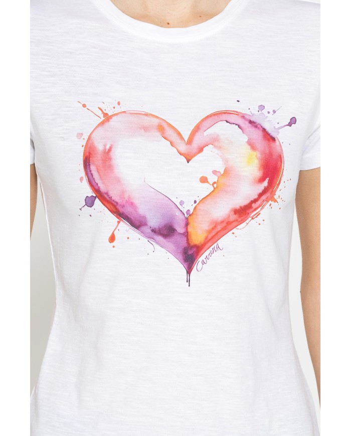 T-SHIRT CON STAMPA IN JERSEY SLUB DI PURO COTONE