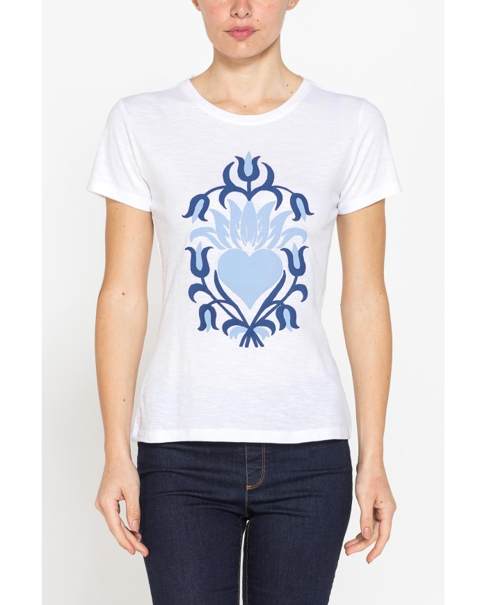 T-SHIRT CON STAMPA IN JERSEY SLUB DI PURO COTONE