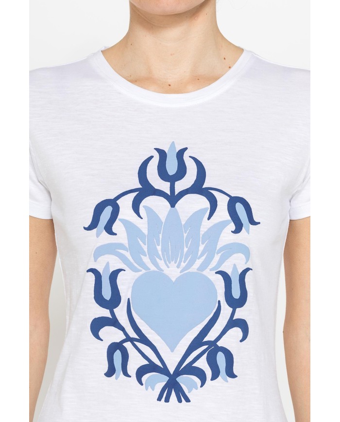 T-SHIRT CON STAMPA IN JERSEY SLUB DI PURO COTONE