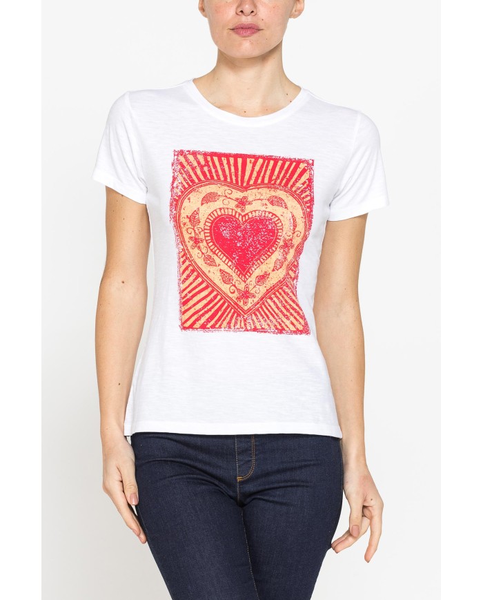 T-SHIRT CON STAMPA IN JERSEY SLUB DI PURO COTONE