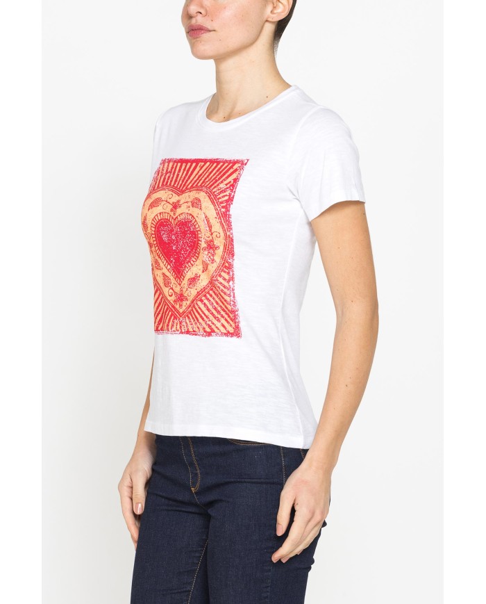 T-SHIRT CON STAMPA IN JERSEY SLUB DI PURO COTONE
