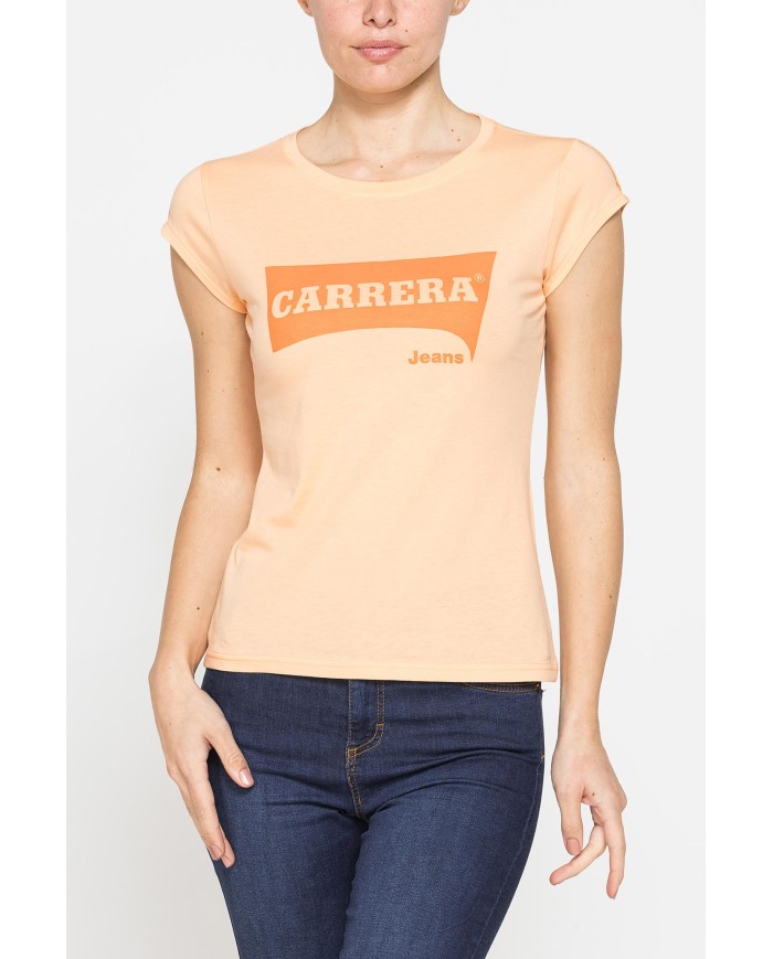 T-SHIRT GIROCOLLO IN COTONE CON STAMPA NEW LOGO CARRERA