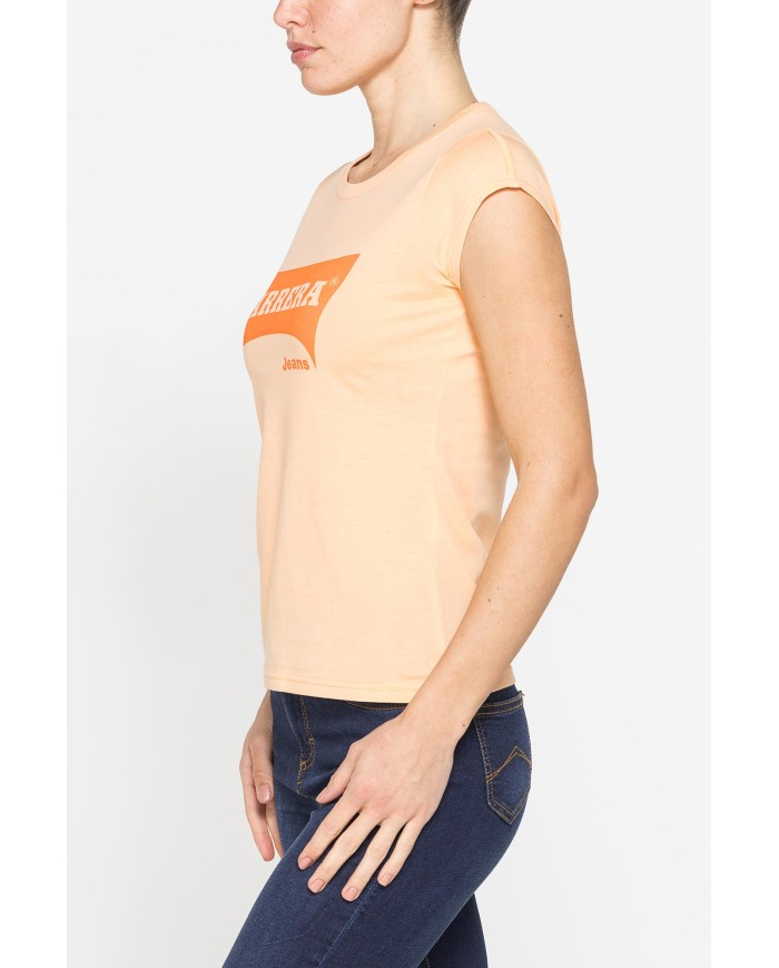 T-SHIRT GIROCOLLO IN COTONE CON STAMPA NEW LOGO CARRERA