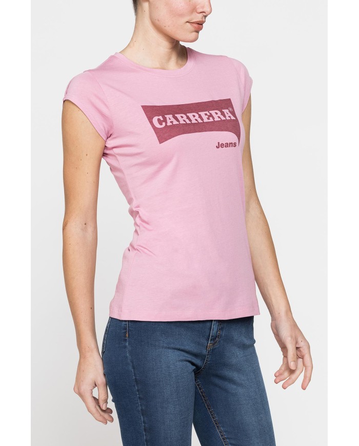 T-SHIRT GIROCOLLO IN COTONE CON STAMPA NEW LOGO CARRERA
