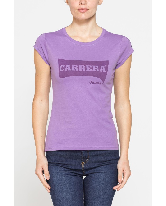 T-SHIRT GIROCOLLO IN COTONE CON STAMPA NEW LOGO CARRERA