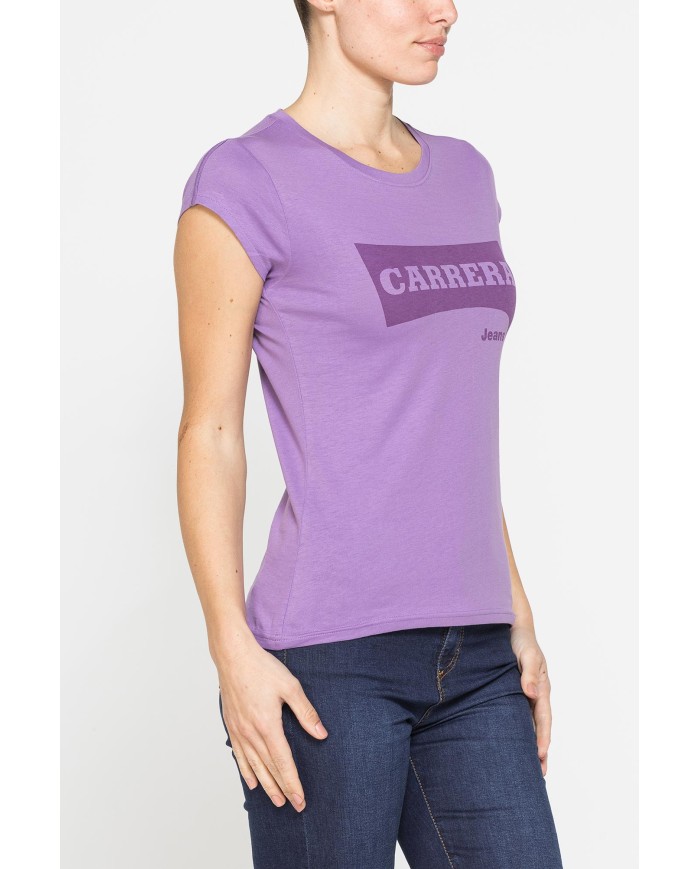 T-SHIRT GIROCOLLO IN COTONE CON STAMPA NEW LOGO CARRERA