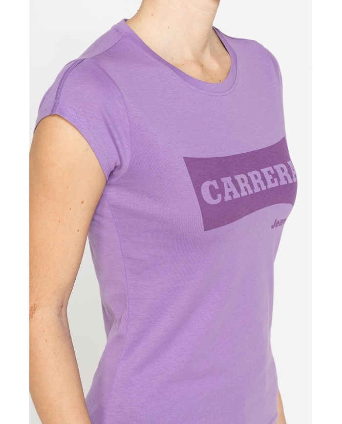 T-SHIRT GIROCOLLO IN COTONE CON STAMPA NEW LOGO CARRERA