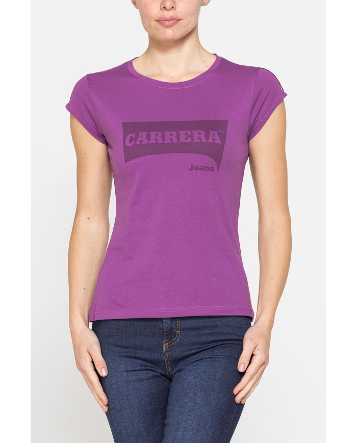 T-SHIRT GIROCOLLO IN COTONE CON STAMPA NEW LOGO CARRERA