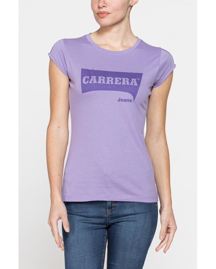 T-SHIRT GIROCOLLO IN COTONE CON STAMPA NEW LOGO CARRERA