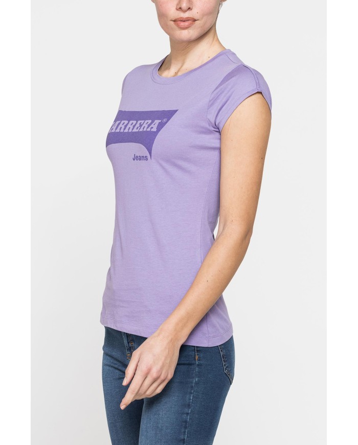 T-SHIRT GIROCOLLO IN COTONE CON STAMPA NEW LOGO CARRERA