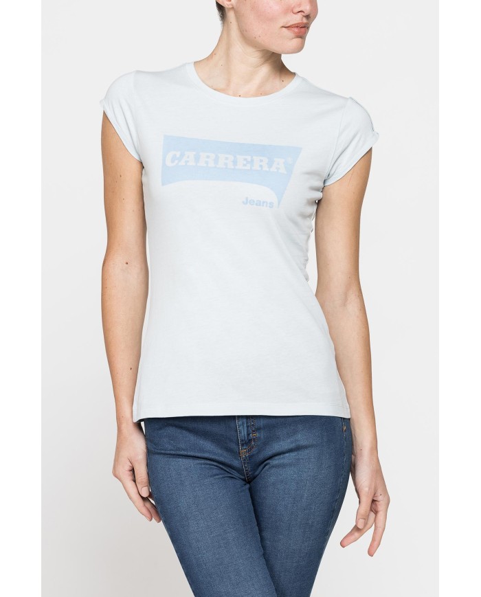 T-SHIRT GIROCOLLO IN COTONE CON STAMPA NEW LOGO CARRERA
