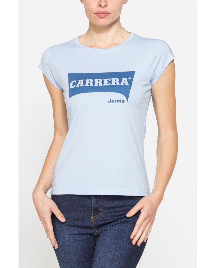 T-SHIRT GIROCOLLO IN COTONE CON STAMPA NEW LOGO CARRERA