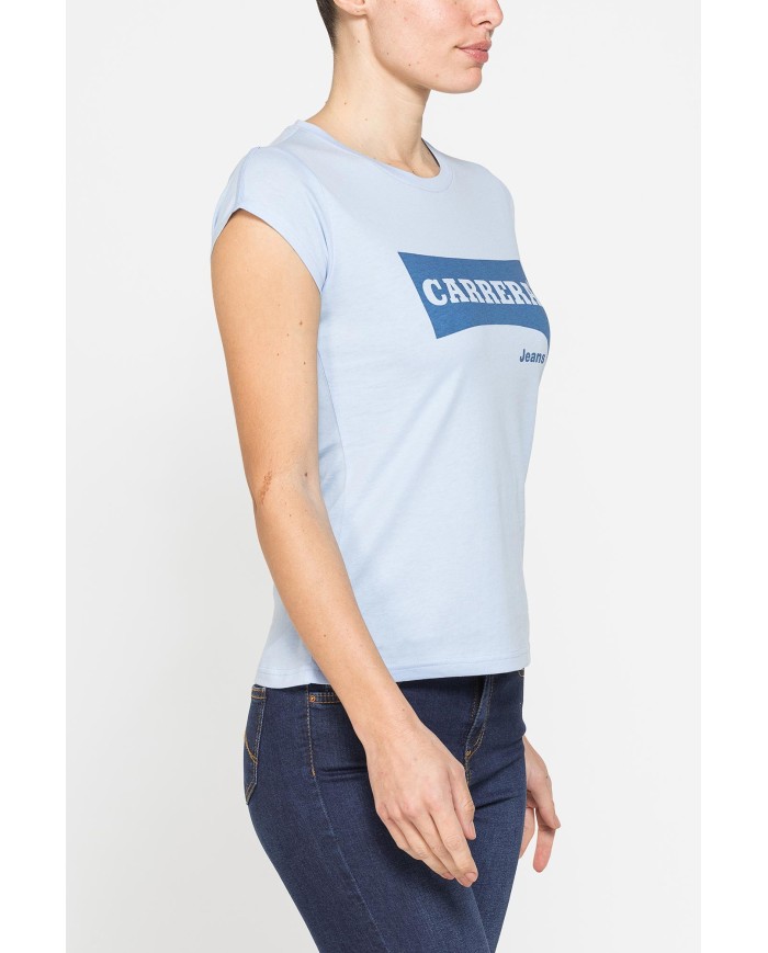 T-SHIRT GIROCOLLO IN COTONE CON STAMPA NEW LOGO CARRERA