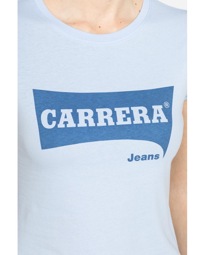 T-SHIRT GIROCOLLO IN COTONE CON STAMPA NEW LOGO CARRERA