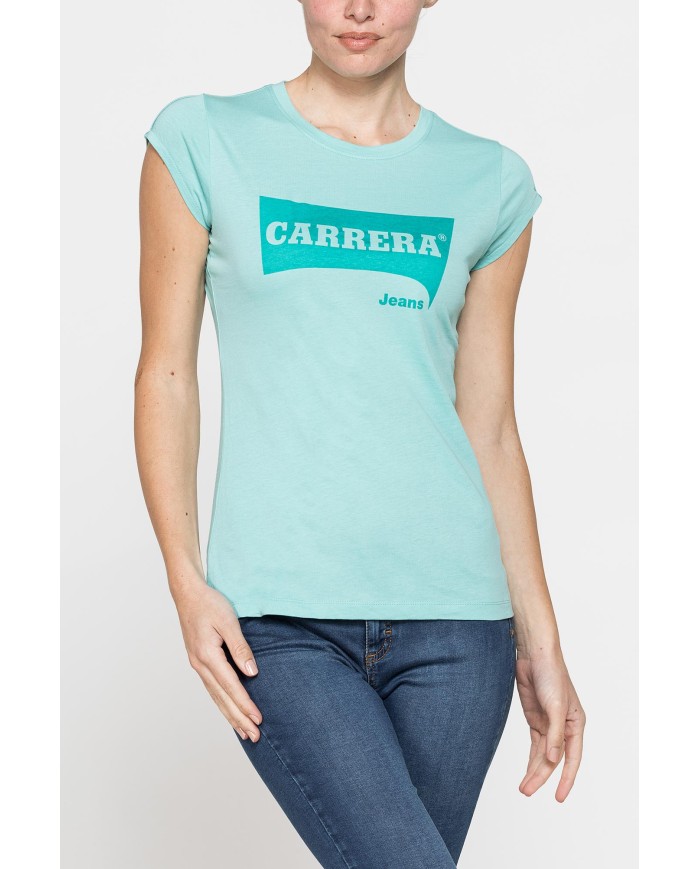 T-SHIRT GIROCOLLO IN COTONE CON STAMPA NEW LOGO CARRERA