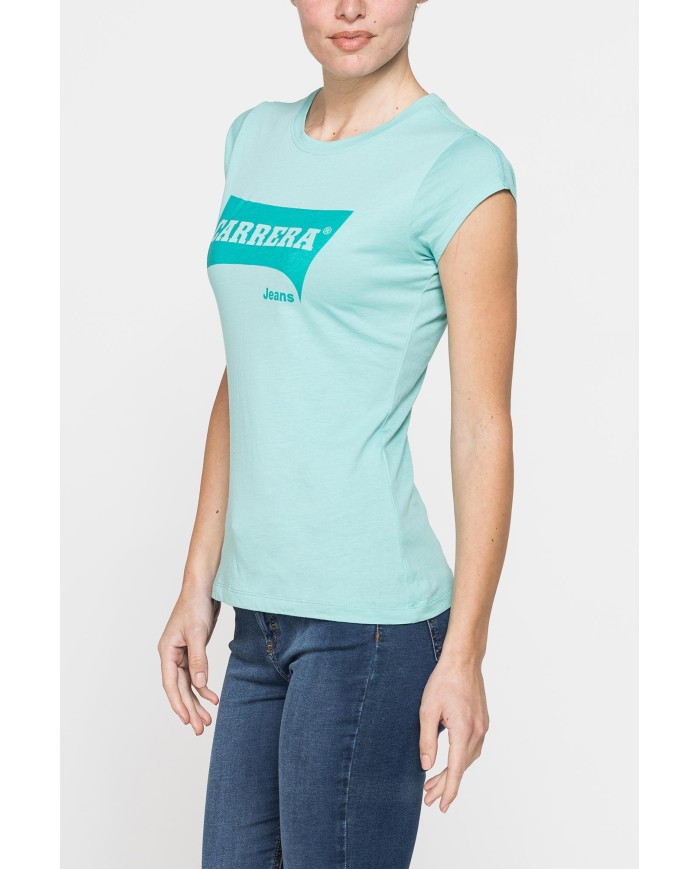 T-SHIRT GIROCOLLO IN COTONE CON STAMPA NEW LOGO CARRERA