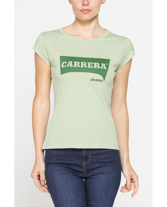T-SHIRT GIROCOLLO IN COTONE CON STAMPA NEW LOGO CARRERA